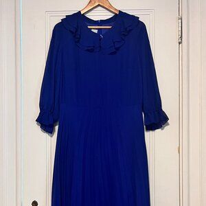 Blue Vintage Pleated Maxi Dress
